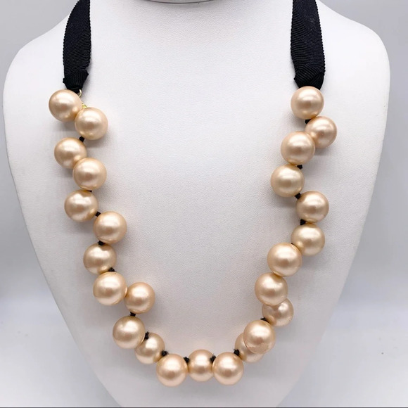 J. Crew Jewelry - J. Crew Champagne Pearl Ribbon Tie Necklace